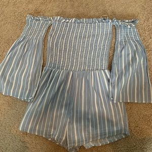 Blue and white romper